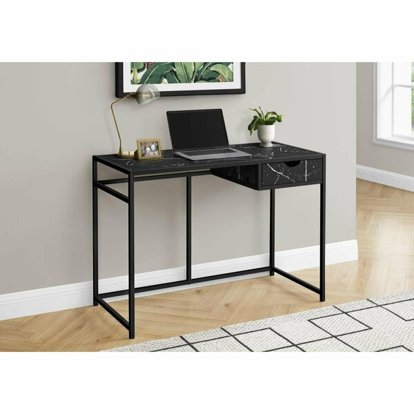 Daphnes Dinnette 42 in. Metal Computer Desk Black Marble-Look - Black DA3076404